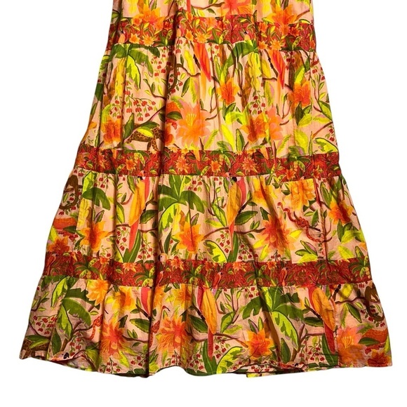 Farm Rio Orange Tropical Tiered Maxi Dress Women’s XS - Picture 7 of 8